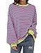 TERIVEEK Damen-Sweatshirt, Oversize, gestreift, Farbblock, langärmelig, Rundhalsausschnitt, lässig, locker, Y2K-Shirt, Pink, XL Damen Sweatshirt günstig Kaufen-TERIVEEK Damen-Sweatshirt, Oversize, gestreift, Farbblock, langärmelig, Rundhalsausschnitt, lässig, locker, Y2K-Shirt, Pink, XL