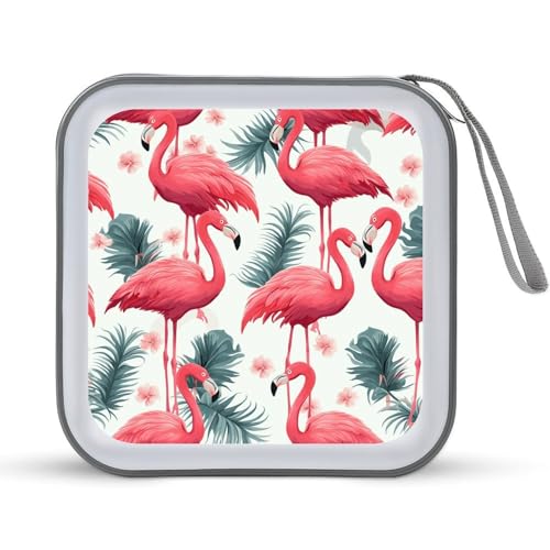 Étui CD portable motif flamant rose idéal pour les voyages en voiture et la maison