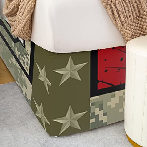 American Flag Bed Skirt King Boys Army Green Camo Customized Bed Skirts Kids Men Vintage Usa Flag Personalized Customize Name Bedskirt Youth Girls Retro Military Camouflage Grunge Stripes Bedding #TOP4
