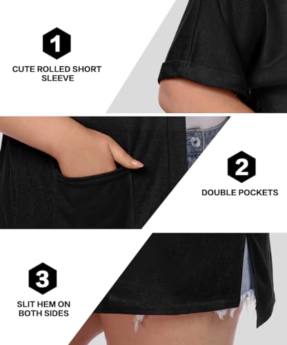 OLRIK Plus Size Lightweight Cardigan for Women Summer Sheer Short Sleeve Cardigan with Pockets Beach Cover Up4