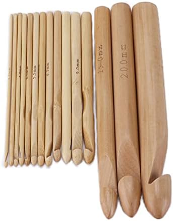 Generic 15Pcs Bamboo Crochet Hooks Large Ergonomic Handle for Comfortable Knitting Suitable for Beginners and DIY Lovers 15mm 20mm 25mm — view 8