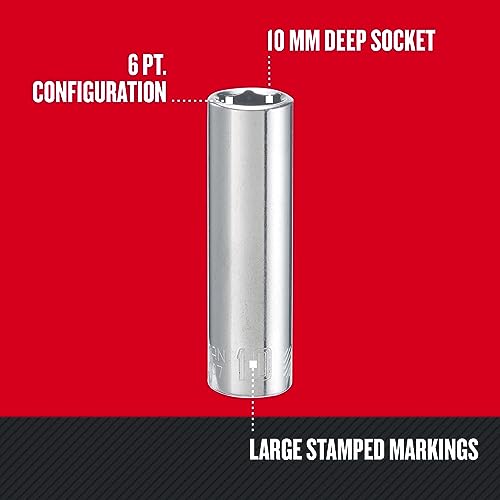 Image of CRAFTSMAN Deep Socket, Metric, 1 /4-Inch Drive, 10mm, 6-Point (CMMT44407)