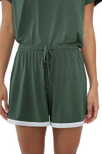 Joyaria Cooling Pajamas Bamboo Viscose Women Short Sleeve V Neck PJ Shorts Set4