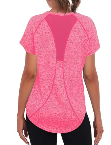 Wayleb Maglietta Sportiva Donna Girocollo Manica Corta Maglia Sportive Shirt Palestra Magliette Traspirante Top Fitness Yoga Corsa Women T-Shirt Fitness Gym Running Tshirt, Bianco M