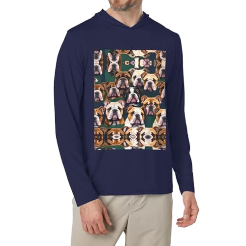 HJLUUFT Leichter Herren-Kapuzenpullover mit niedlichem englischem Bulldoggen-Aufdruck, lässig, langärmelig, Workout-Kapuzen-Sweatshirts, marineblau, XXL