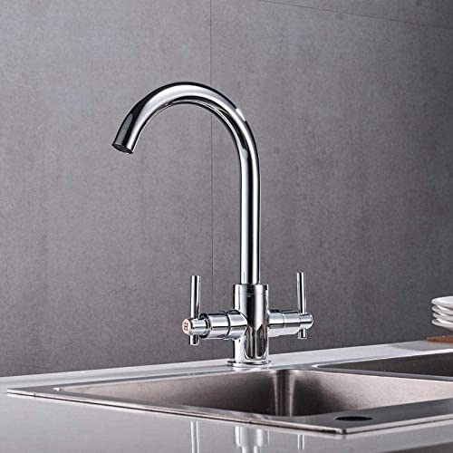 Robinet mural double chrome pour lavabo au design rond rétro - 6