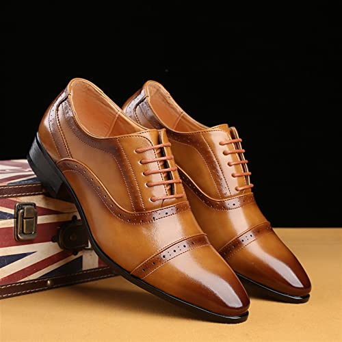 Single Season Formal Dress Shoes for Men Lace Up Cap Toe Burnished Toe PU Leather Anti-Slip Non Slip Low Top Block Heel Slip Resistant Classic Very Popular Among Young People2
