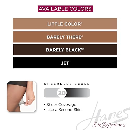 Hanes Silk Reflections Women's Silky Pantyhose with Run Resist, Control Top, Sheer Toe, All Day Comfort, Jet, Size EF (Pack of 1) - image 3