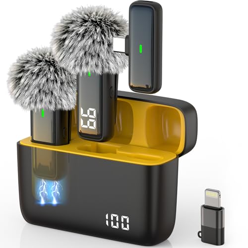 NPTCL Wireless Microphone for iPhone Android Lav Mic USB C Lavalier Microphone Type C Lapel Mic for iPhone 15/16 iPad Video Recording Vlog TikTok - 24H Charging...