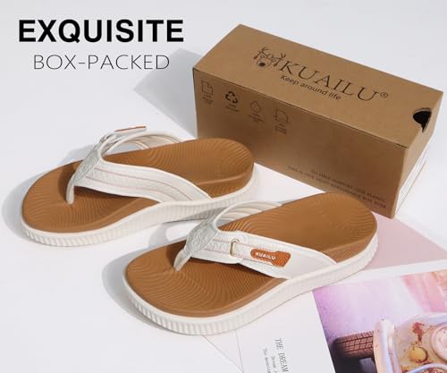 Image of KuaiLu Womens Orthotic Cushion Flip Flops Sport Recovery Walking Sandals for Women with Comfortable Arch Support - Adjustable Flatform Slip On Indoor Outdoor For Summer Casual