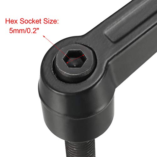 Image of uxcell M10 x 30mm Handle Adjustable Clamping Lever Thread Push Button Ratchet Male Threaded Stud Knobs Locking Rotating Screw Handles Quick Release Bolt Black 3pcs