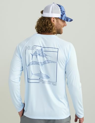 HUK Men's Pursuit Patterned Crew, Performance Fishing Long Sleeve Shirt2