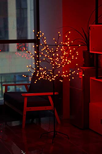 NIGMA Large 5ft Pre-Lit Light up 200 Berry LED Berry Blossom Tree Christmas Xmas 1.5m (Red), 152 cm