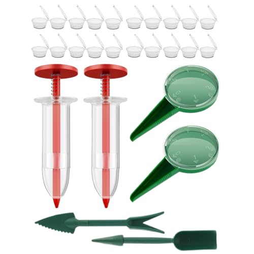 Sämaschine Streuer, Kleine Gartengeräte Pflanzgefäß, Grün, Manueller Pikierstab Aussaat Spender, für Karotten, Radieschen, Salat, Präzises Pflanzen, Gartenpflegegeräte
