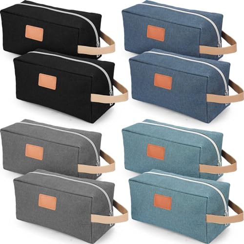 Paterr 8 Pieces Groomsmen Gift Bags Toiletry Bag for Men Hanging Travel Toiletry Bag Water Resistant Shaving Bag Portable Storage Bags Christmas Gifts(Gray, Black, Blue, Green)