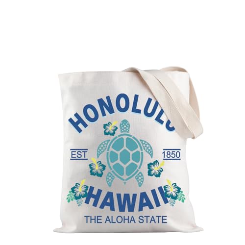 JXGZSO Honolulu Hawaii Est 1850 the Aloha STATE Tote Bag Hibiscus Flower Gift Hawaii Turtle Gift...