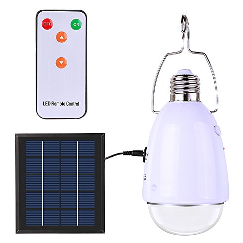 ELlight Portable LED Solar Lights with Hook, Remote Control Dimmable E27 Indoor Solar Lamp for Chicken Coop Shed Camping Tent Power Outage Home Emergency