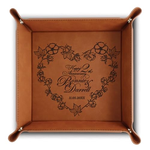 Product Image of the Bella Busta- 2 Years Anniversary Keepsake-Engraved leather valet tray