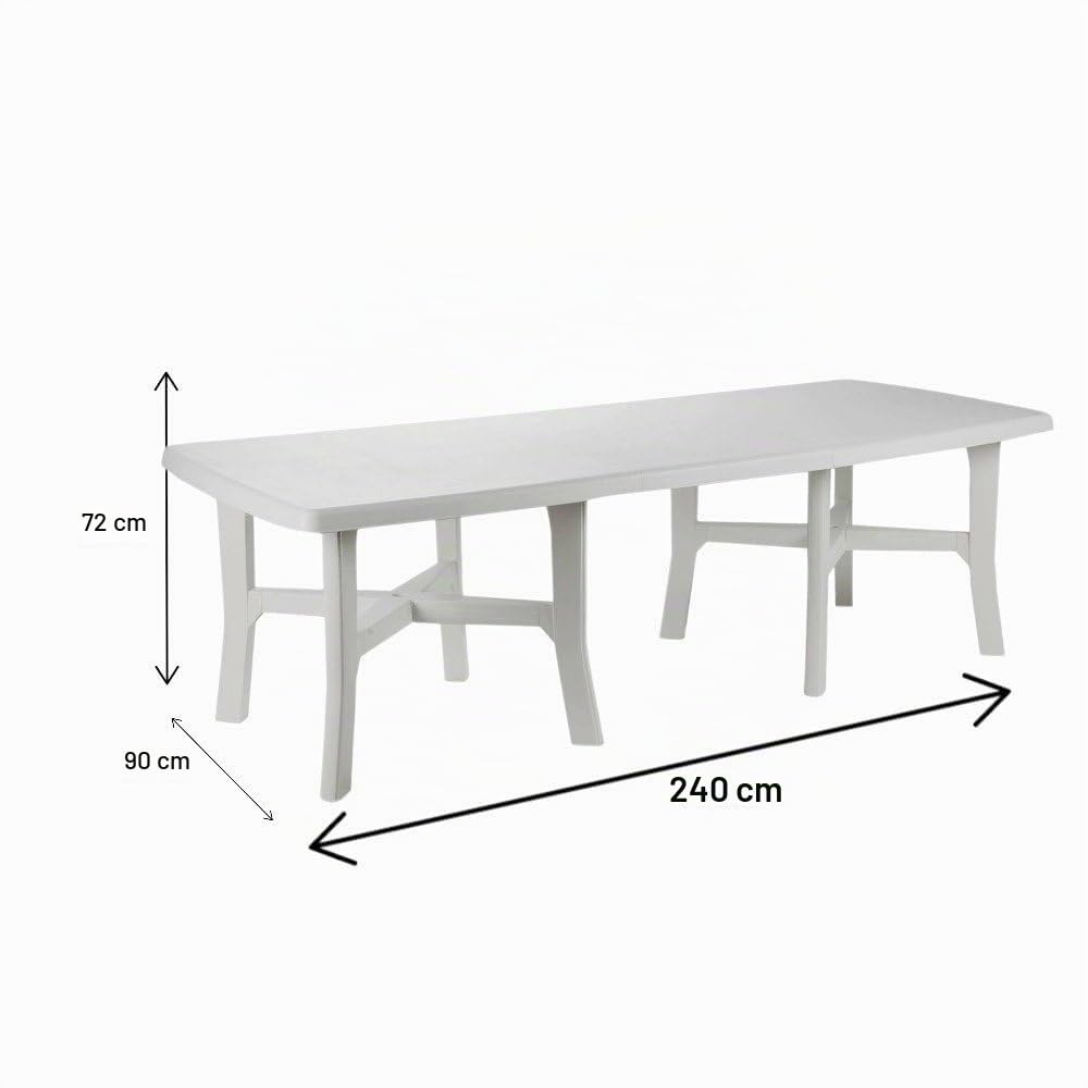 Dmora - Tavolo da esterno Messina, Ripiano allungabile da pranzo, Tavolo rettangolare da giardino multiuso, 100% Made in Italy, 160x100h72 cm, Bianco