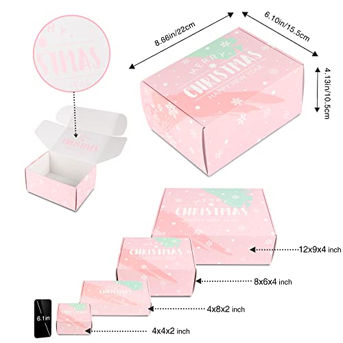 Image of 25 Pack 8x6x4 inch Christmas Gift Box with Lid, Corrugated Cardboard Shipping Boxes for Small Business,for Gift Packaging,Specially Designed Box. (8 inchx6 inchx4 inch, 25 Pcs Xmas Mix Pattern)