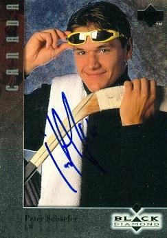 Autograph Warehouse 67443 Peter Schaefer Autographed Hockey Card Team Canada 1997 Ud Black Diamond No. 88
