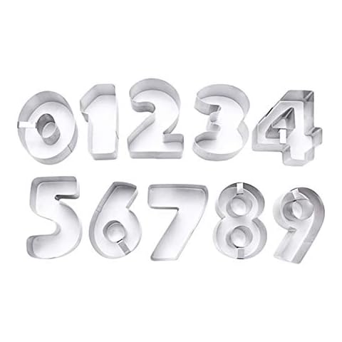 CHSEEA Large Number Cookie Cutter Set, 10Pcs Stainless Steel Sandwich Vegetable Fruit Bread Donut Biscuit Cutter Shapes Pastry Baking Cutters Moulds Set for DIY Baking Cake Decoration #4 Cover