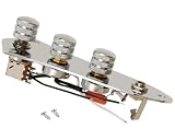 Prewired Jazz Bass Control Plate, Parallel-Series Wiring Push‑Pull Volume Boost Output Mid-range, Chrome-Stripe