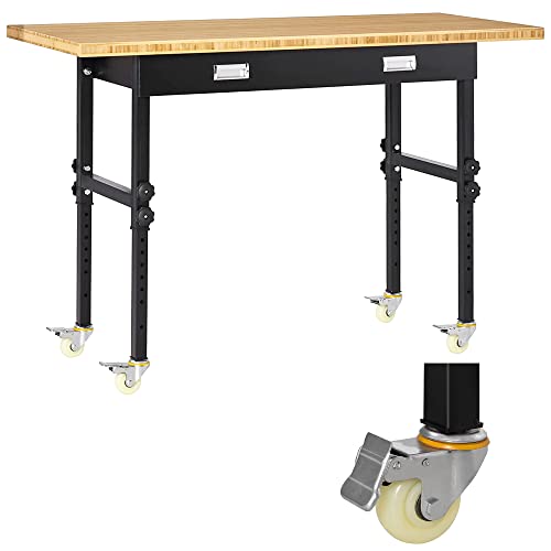 MAXXPRIME Adjustable Workbench with Sliding Organizer Drawer, 47