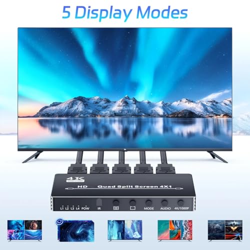 Multiviewer 4K 4x1 Switch Quad Switcher boîtier de commutation vidéo