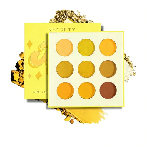 Image of Bili Biliard Eyeshadow Palette 9 Colors Blue Purple Eyeshadow -Cool Toned Makeup Palette,Matte and Shimmer Finishes - Highly Pigmented Eye Makeup,Long Lasting Waterproof Makeup Palette. (Yellow)
