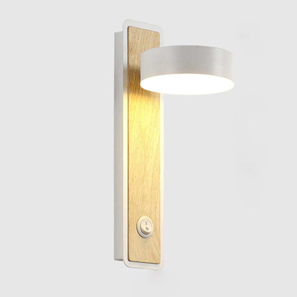 Aplique de pared de metal con acabado de madera para lectura