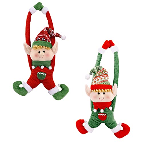 2 Uds Puerta de Navidad Felpa Elfos Navideños Elfos Pomo de La Puerta Colgante Elfo Muñeca Adornos Colgantes Elfos Colgantes Navidad
