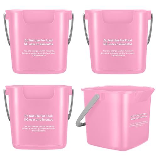 Image of Yaomiao 4 Pcs Cleaning Bucket 3 Qt Sanitizing Bucket,Pink | Restaurant Small Square Detergent Pail with Measurements Spout and Handle, for Home, Kitchen, Office, Commercial Use