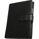 [BLUE SINCERE] お薬手帳 ケース 本革 大容量 ペンホルダー付 母子手帳 カバー まとめて収納 通院 財布 レディース メンズ ギフトボックス付き / KT1 (ロイヤルブラック, A6（右利き用）)