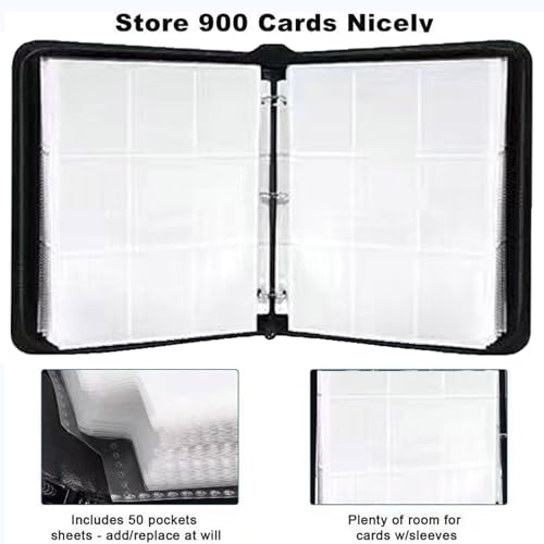 Card Binder Storage, 900 Pockets Card Holder Binder, Trading Card Binder 9 Pocket, Detachable Card Folders for Trading Cards, Trading Card Albums Collection Binder for Kids Adult Gifts (RED) - Image 7