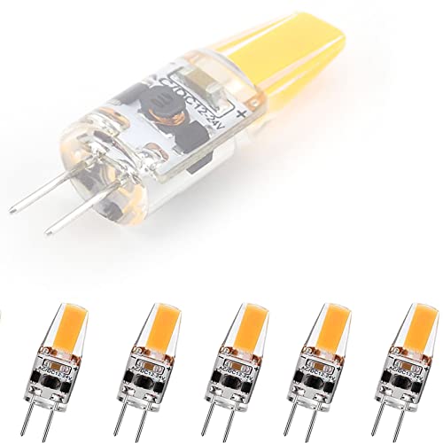 Hexilgbn G4 LED Light Bulb 12V-24V,3W Equivalent 30W G4 Halogen Lamps,Warm White 3000K,300LM,Dimmable No Flickering Energy Saving Capsule Bulb for Chandelier,Wall Sconce(5PCS)