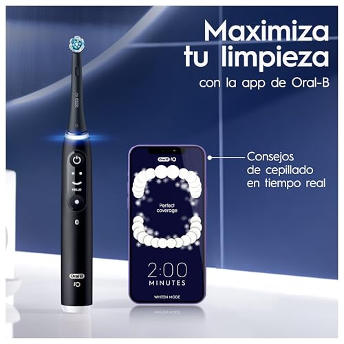 Oral-B iO 6N Cepillo de Dientes Eléctrico Negro Con Mango Recargable, 2 Cabezales y 1 Estuche de Viaje, 5 Modos De Cepillado Con Blanqueamiento Dental, Sensor De Presión, Diseñado por Braun - imagen 8