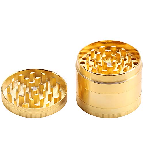 Rantecks Herb Grinder Molinillo de Especias de Aluminio de 2.1"y 4 Piezas Molino de Especias con un raspador de Polen Gourmet Que Desea Excelencia culinaria-Oro Cover