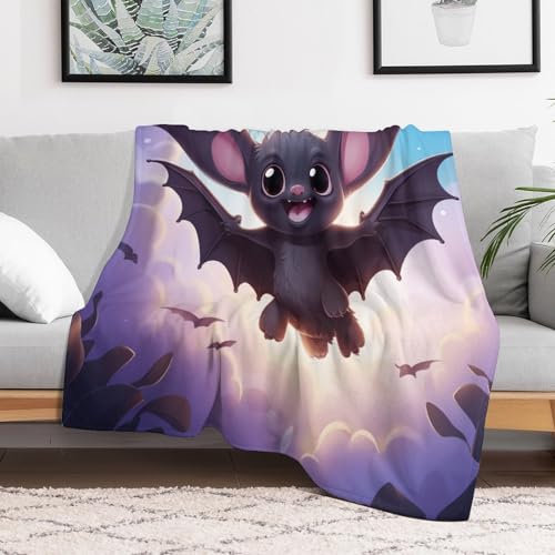 Couverture polaire confortable pour lit et canapé motif chauve-souris