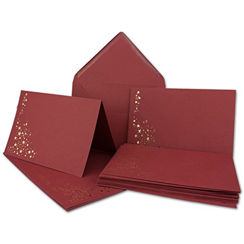 Juego De 50 Tarjetas Plegables DIN B6, 12 X 17 Cm, En Rojo, Con