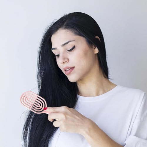 Image of Premium 3D Detangling Hair Brush for Women & Men- Anti Hair Fall Comb for Curly, Wavy & Straight Hair | Hair Straightening Brush, Wet & Dry Styling Brush | Scalp Massager, Frizz Control & Tangle Free Grooming Brush (Pink)
