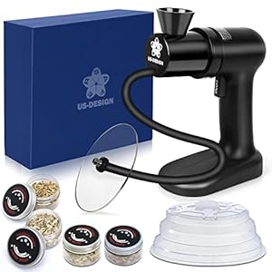 SAFER US-DESIGN Smoking Gun Pro with Dome and Cup Lid, Making Cold Smoke Flavored Meat, Veggies, Drinks in Few Seconds-Gift Packing