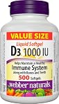 Webber Naturals Vitamine D3 1000 UI, 500 Gélules Molles, Pour des Os Sains, des Dents et le Maintien d'une Bonne Santé