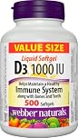 Webber Naturals Vitamin D3 1000 IU, 500 Softgels, For Healthy Bones, Teeth, and the Maintenance of Good Health