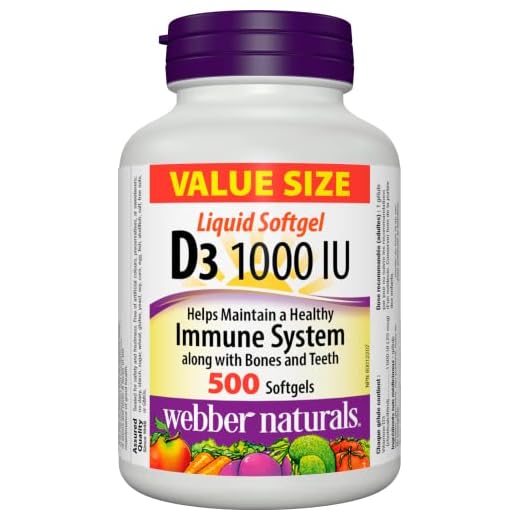 Webber Naturals Vitamine D3 1 000 UI, 500 gélules pour des os, des dents saines, et pour le maintien d'une bonne santé, sans gluten et journal intime, sans OGM