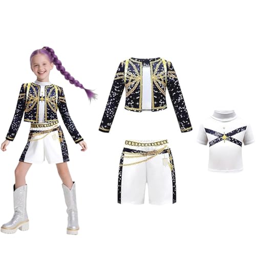 Wizvox Disfraces De Halloween Para NiñOs Disfraz De Cantante Pop Para NiñAs, Conjunto Completo De Cosplay Para Fiestas De Halloween Y Actuaciones En Escenario,B-130
