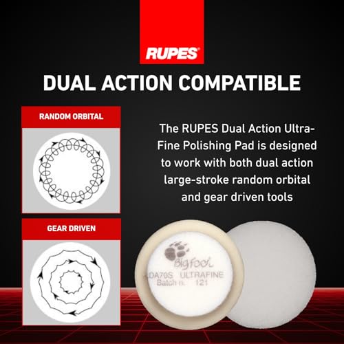 Image of RUPES 9.DA70S /4 Pack of 4 White D-A Ultra-Fine Polishing Foam Pads 70mm | Ideal for Paint Correction & Gloss Enhancement | Removes Extremely Fine Defects | Compatible with 2.75 inch Backing Plate