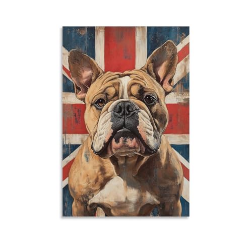 Poster de bulldog cuadro decorativo en lienzo para renovar paredes vacias