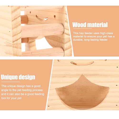 Comedero de madera maciza para la salud de roedores pequeños 4