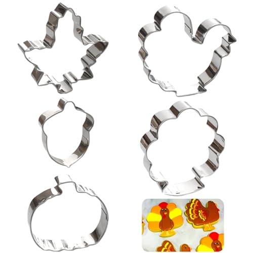 Kanehosi Thanksgiving Cookie Cutters Set 5PCS, Food-grade Stainle...